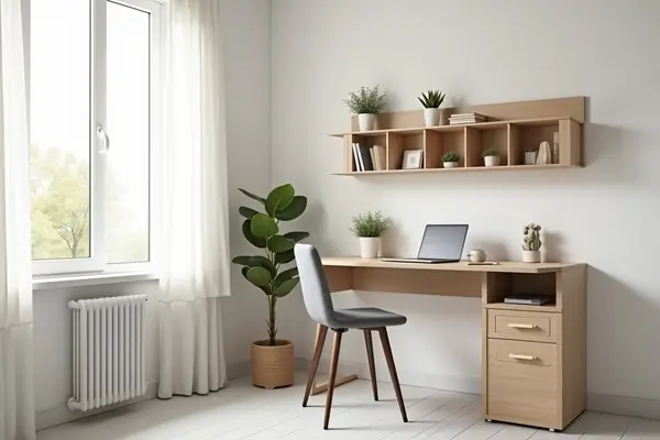 ambiente acolhedor com móveis inteligentes para escritórios domésticos